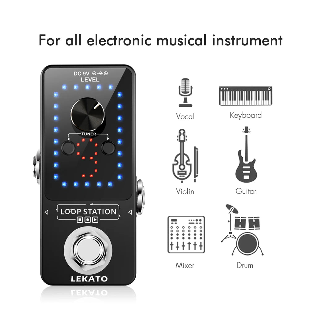 MiniGuitarBR Guitar Parts - Guitar Looper 9 Loops 40 Minutes Recording Time Loop Station with Tuner Unlimited Overdub Guitar Looper Effect Pedal