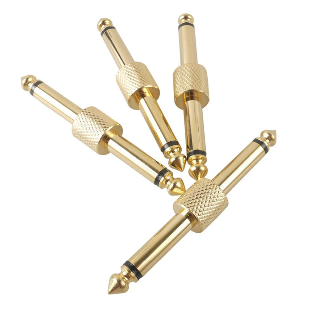 5pcs 1/4in 6.35mm Guitar Effects Pedal Connector Coupler Male to Male Adapter Connector Straight Plug Patch Convert Cable