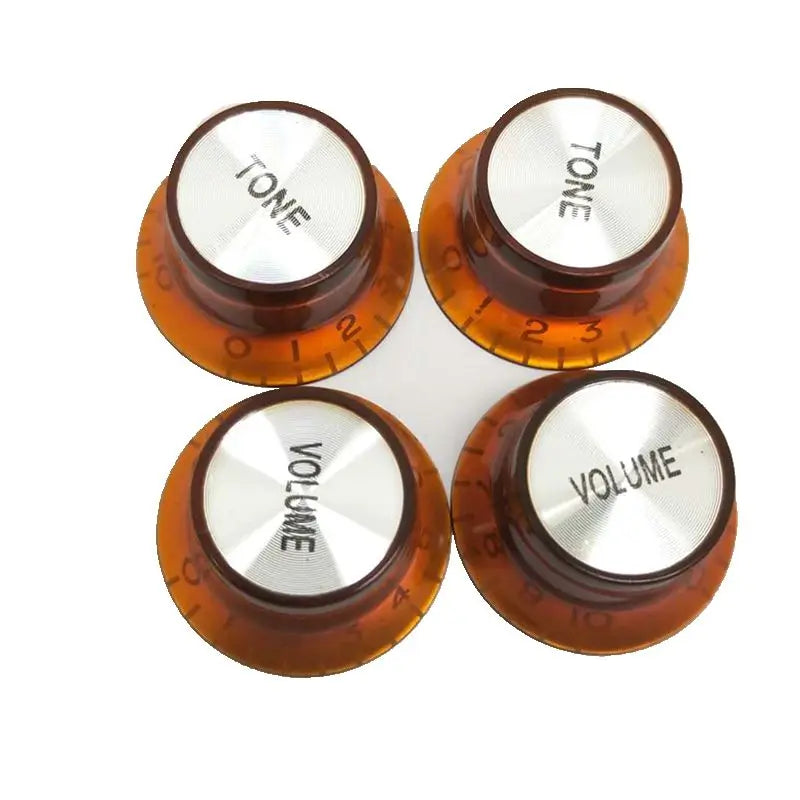 MiniGuitarBR Guitar Parts - Silver Reflector Volume Tone Speed Control Knob 2pcs/4pcs Electric Guitar Knobs for LP SG Style Electric Guitar