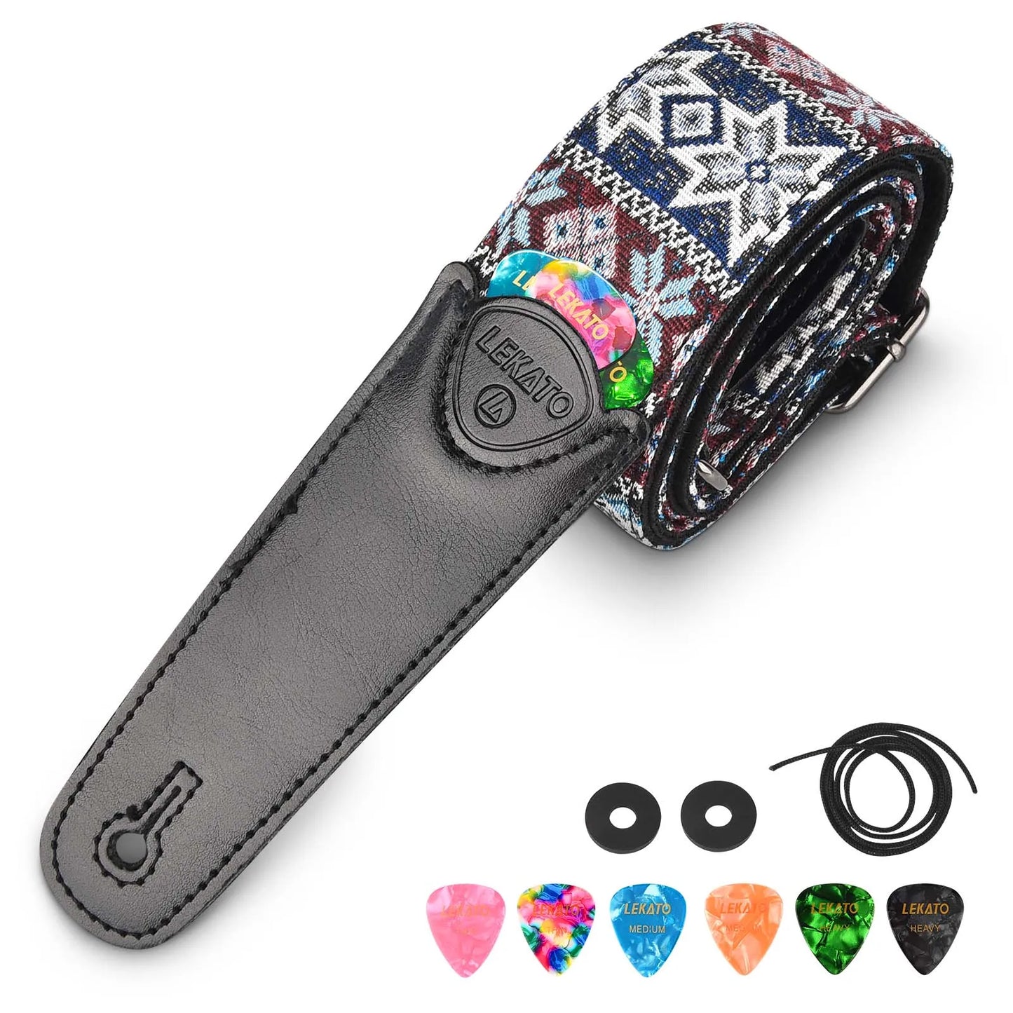 MiniGuitar Guitar Parts - Guitar Strap Holder Belt LGS-3 with 6 Picks