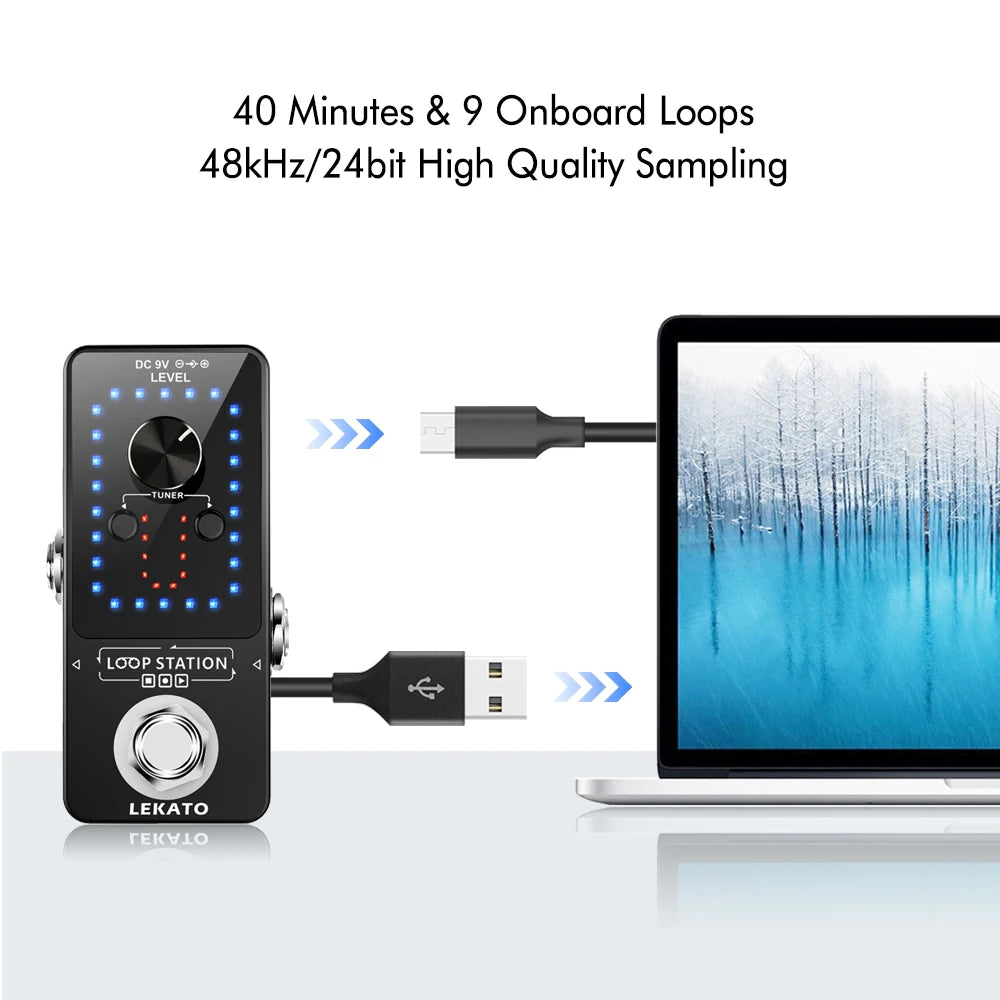 MiniGuitarBR Guitar Parts - Guitar Looper 9 Loops 40 Minutes Recording Time Loop Station with Tuner Unlimited Overdub Guitar Looper Effect Pedal