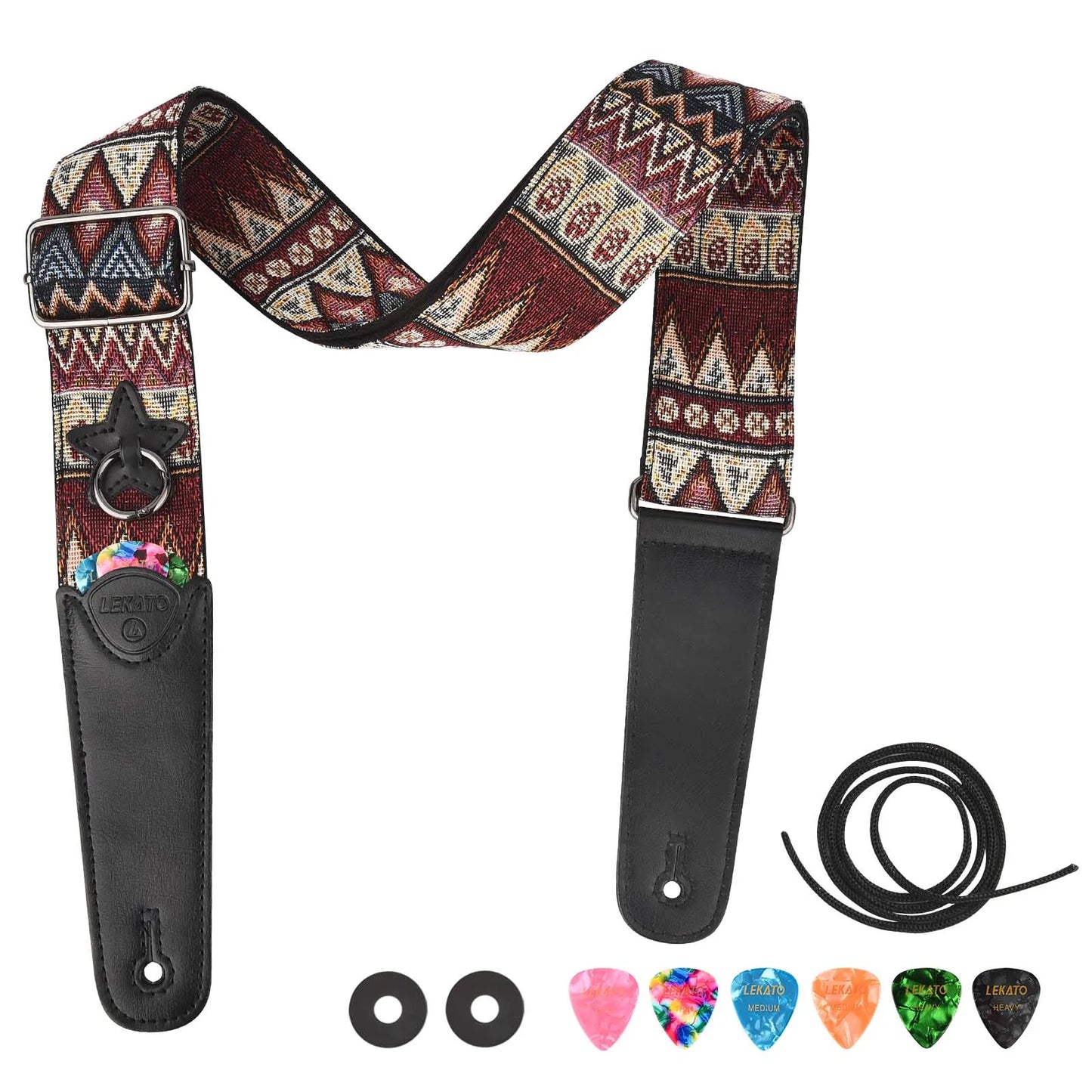 MiniGuitar Guitar Parts - Guitar Strap Holder Belt LGS-3 with 6 Picks