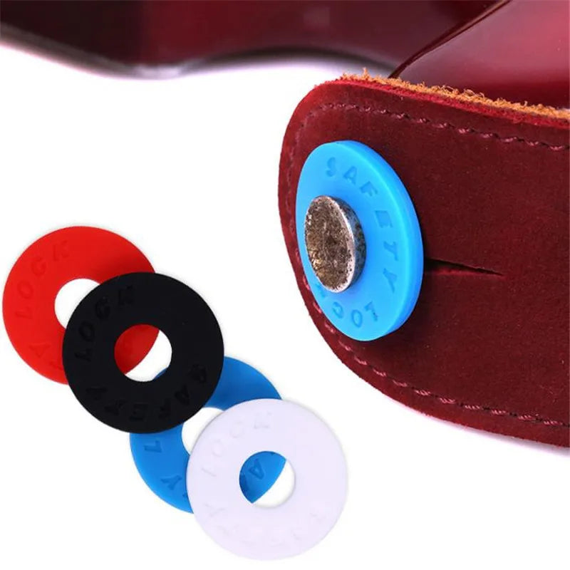MiniGuitarBR Guitar Parts - 4PCS Guitar Strap Locks Blocks Silica Gel Safety Lock Protector for Bass Ukulele Acoustic Classic Electric Guitar Accessories