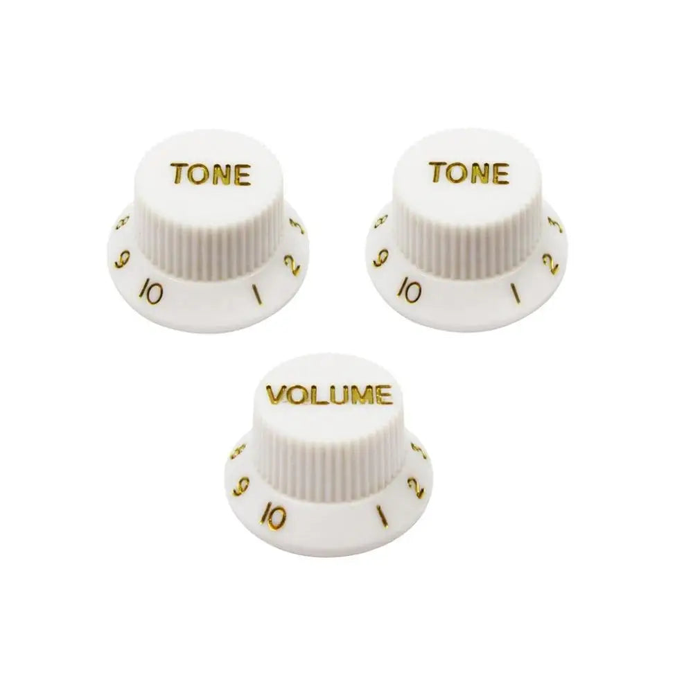MiniGuitarBR Guitar Parts - Plastic 2T1V Top Hat Electric Guitar Knobs Volume Tone Control Knobs Caps Buttons Fit ST Guitar Accessories