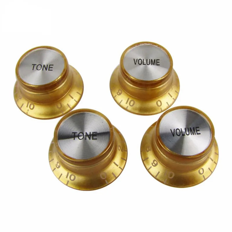 MiniGuitarBR Guitar Parts - Silver Reflector Volume Tone Speed Control Knob 2pcs/4pcs Electric Guitar Knobs for LP SG Style Electric Guitar