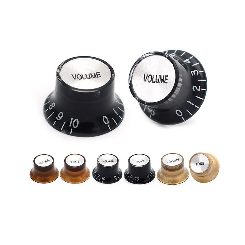 MiniGuitarBR Guitar Parts - Silver Reflector Volume Tone Speed Control Knob 2pcs/4pcs Electric Guitar Knobs for LP SG Style Electric Guitar