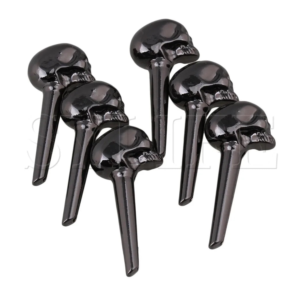 MiniGuitarBR Guitar Parts - 6x 8mm Skull Design Metal Bridge String End Pins for Acoustic Guitars