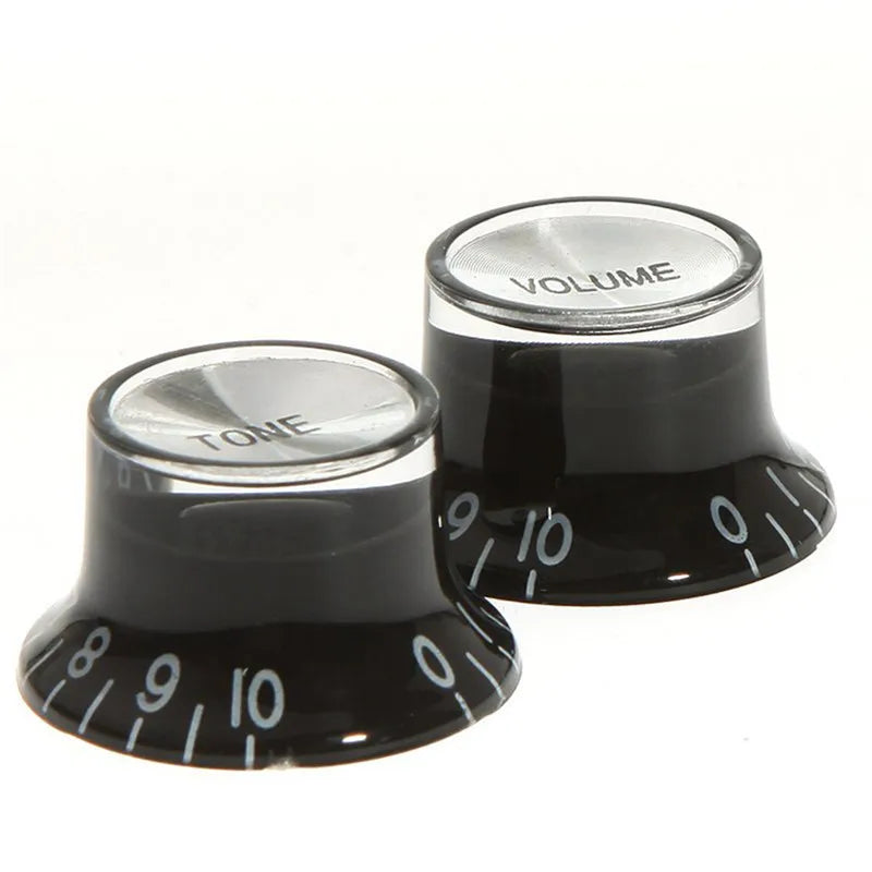 MiniGuitarBR Guitar Parts - Silver Reflector Volume Tone Speed Control Knob 2pcs/4pcs Electric Guitar Knobs for LP SG Style Electric Guitar