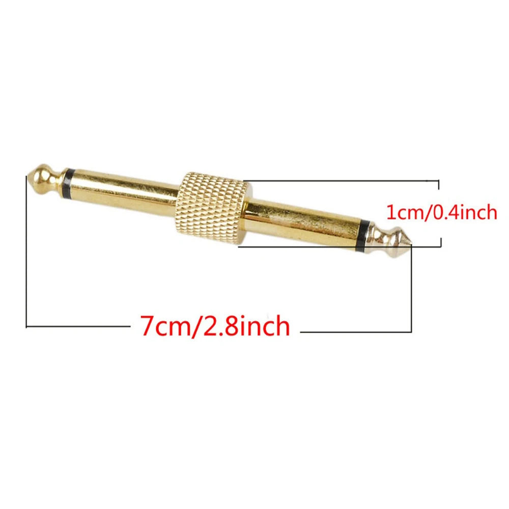 5pcs 1/4in 6.35mm Guitar Effects Pedal Connector Coupler Male to Male Adapter Connector Straight Plug Patch Convert Cable