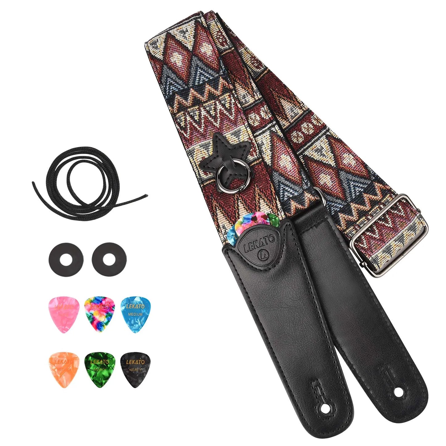 MiniGuitar Guitar Parts - Guitar Strap Holder Belt LGS-3 with 6 Picks