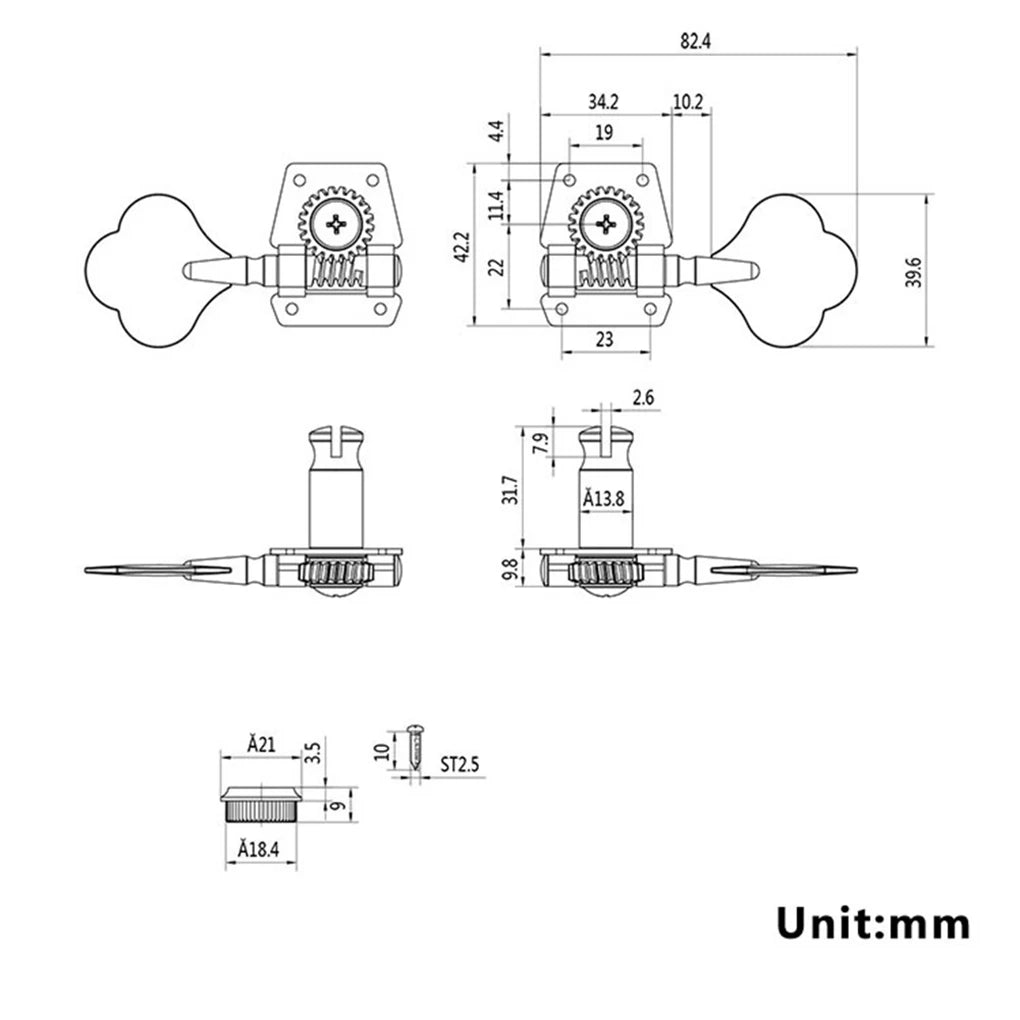 Right/Left Opened Electric Bass Guitar Tuning Pegs Machine Heads Tuners for Bass Chrome Bass Guitar Accessories