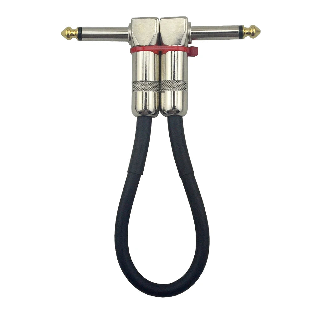MiniGuitarBR Guitar Parts - 6 X Guitar Patch Pedal Cable 15/21/30cm/ 0.5ft Long with 1/4 Inch 6.35mm Gold Right Angle Plug Different Colors to Choose