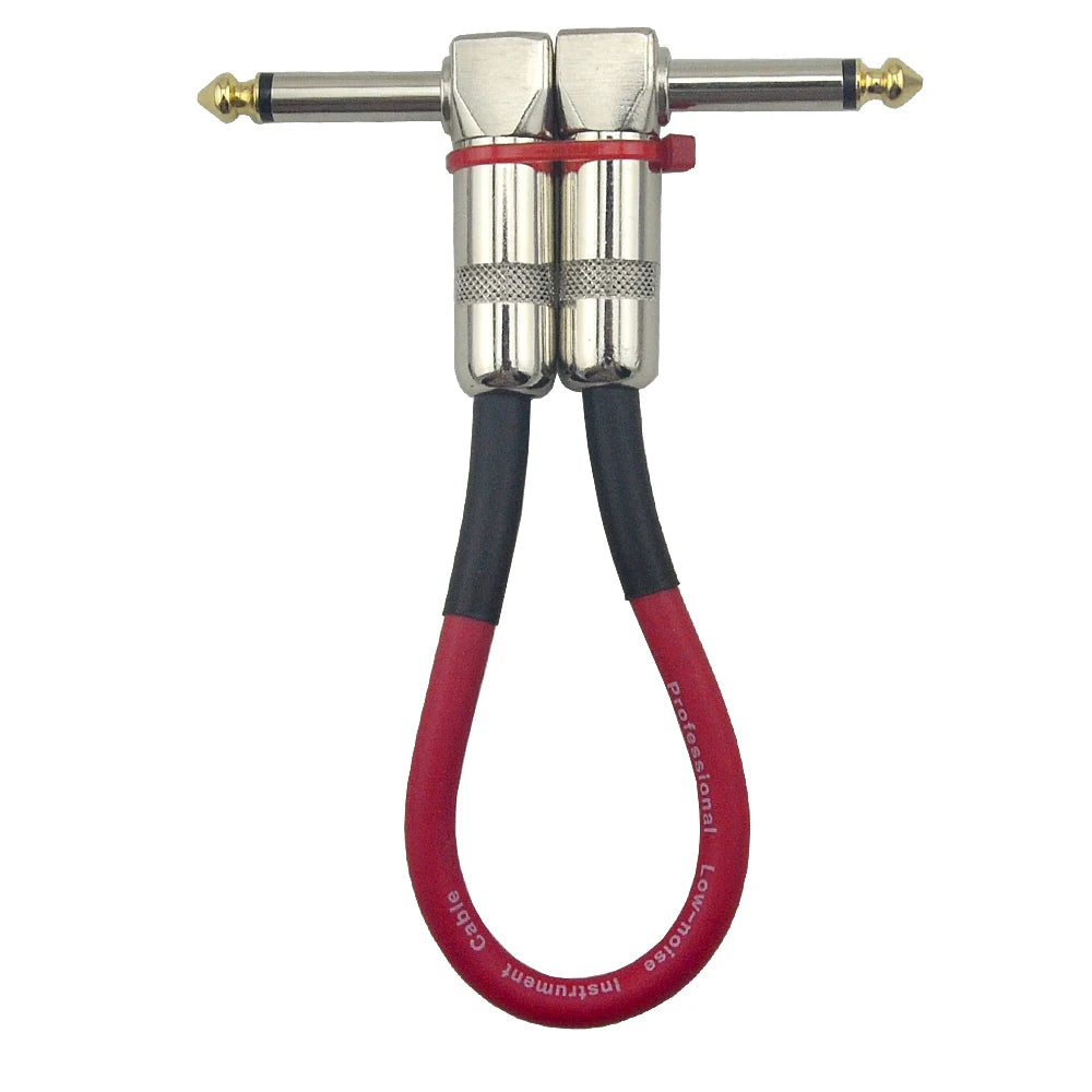MiniGuitarBR Guitar Parts - 6 X Guitar Patch Pedal Cable 15/21/30cm/ 0.5ft Long with 1/4 Inch 6.35mm Gold Right Angle Plug Different Colors to Choose