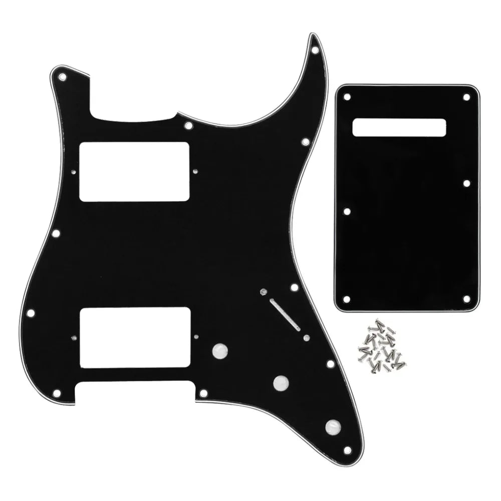 FLEOR Set of 11 Holes Guitar Pickguard HH Scratch Plate & Guitar Back Plate & Screws for USA ST Style Guitar Accessories