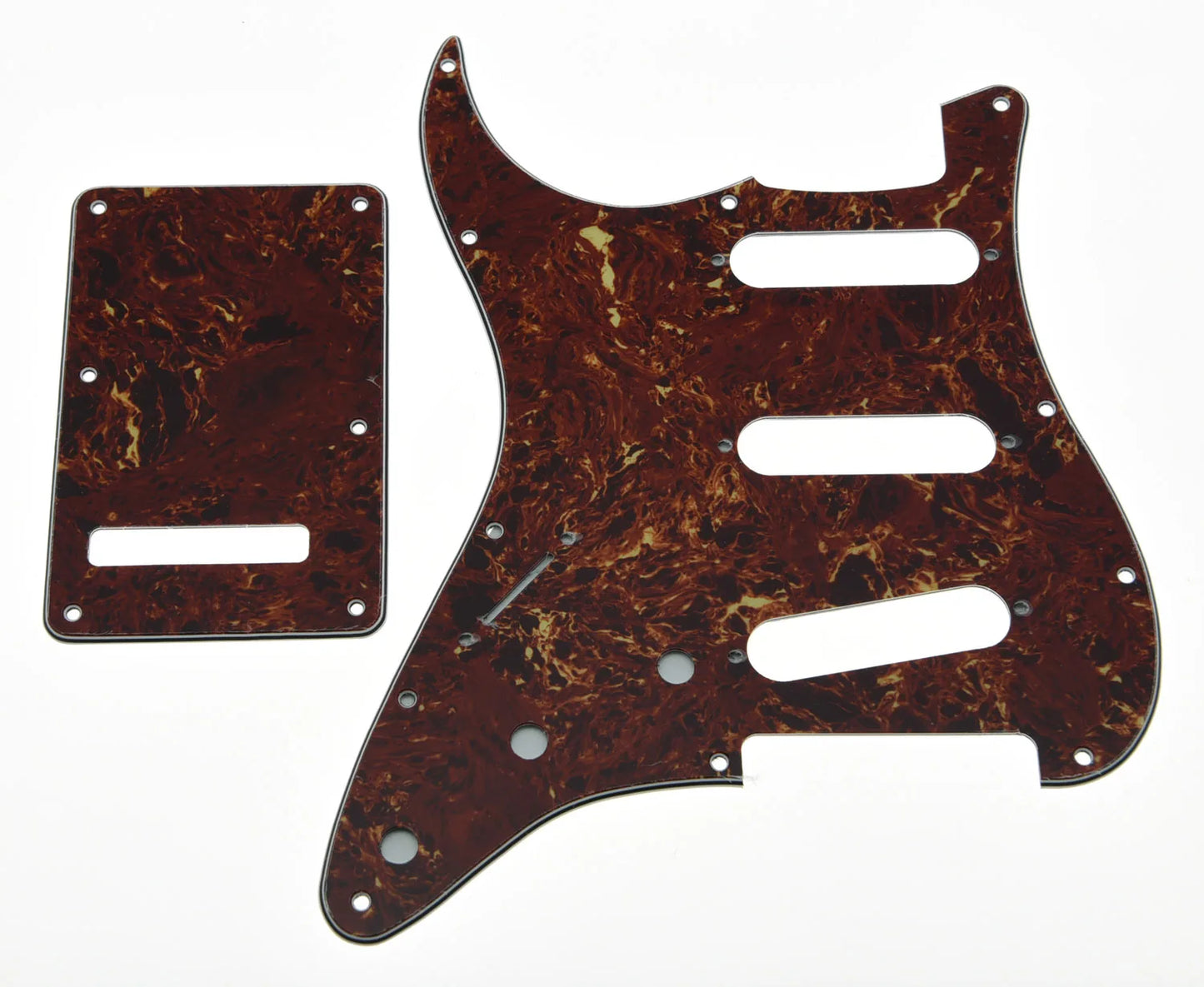 MiniGuitarBR - LEFT HANDED ST Strat SSS Pickguard & Left Handed Tremolo Backplate Trem Cover Set for American Stratocaster