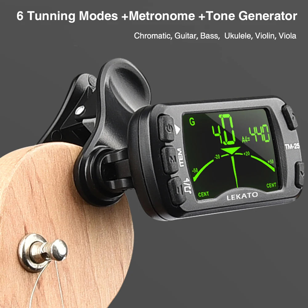 MiniGuitarBR Guitar Parts - Clip On Tuner Guitar Tuner Metronome 3 in 1 Tuner Metronome Electric Ukulele Tuner for Musical Instrument