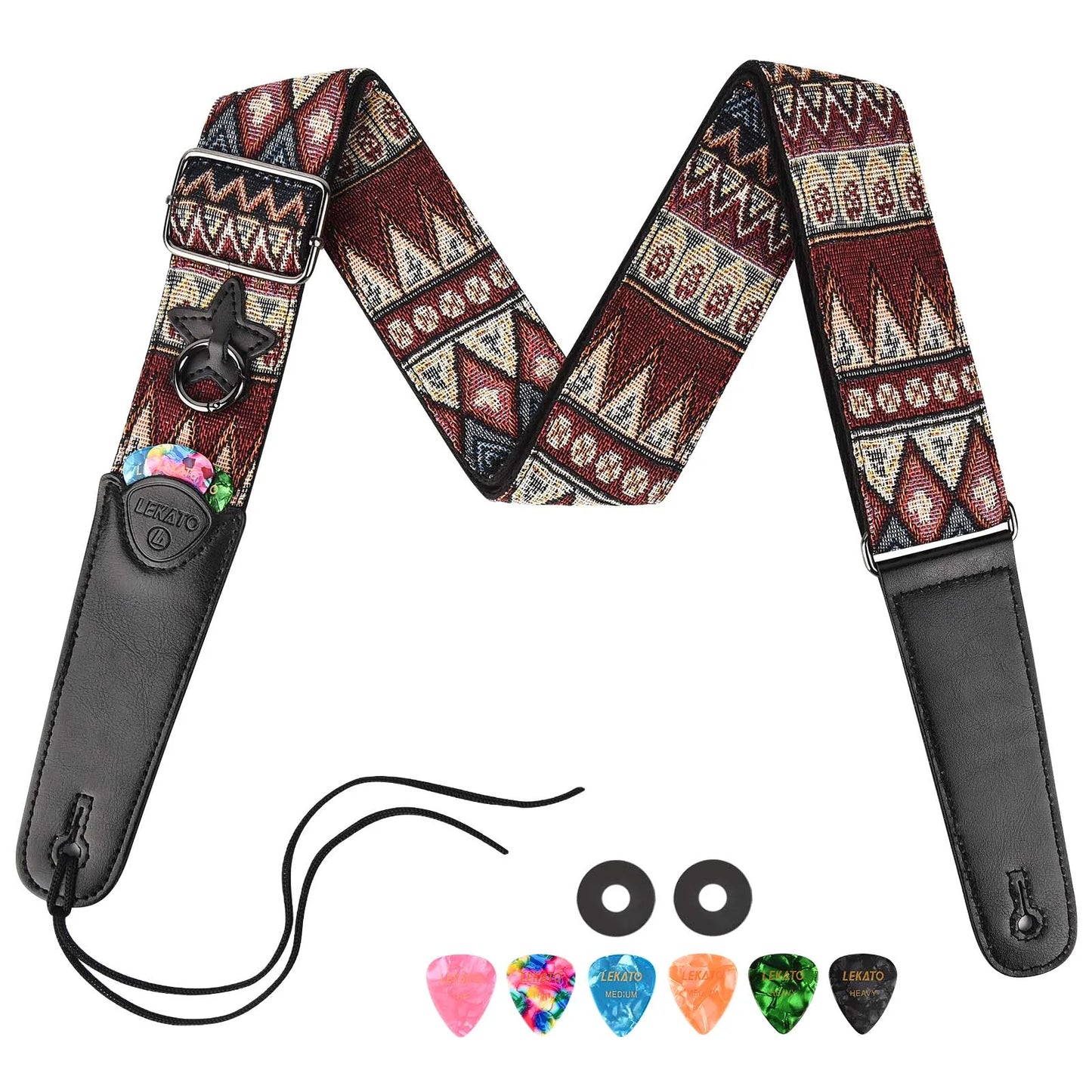 MiniGuitar Guitar Parts - Guitar Strap Holder Belt LGS-3 with 6 Picks