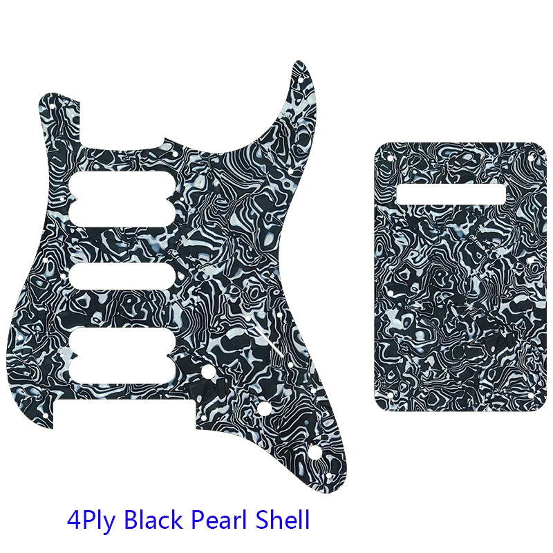 MiniGuitarBR Guitar Parts - Strat HSS Pickguard, 11 Screws For Fender Strat Floyd Rose Bridge Cut With HSH Pickups And Back Plate