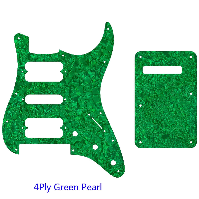 MiniGuitarBR Guitar Parts - Strat HSS Pickguard, 11 Screws For Fender Strat Floyd Rose Bridge Cut With HSH Pickups And Back Plate
