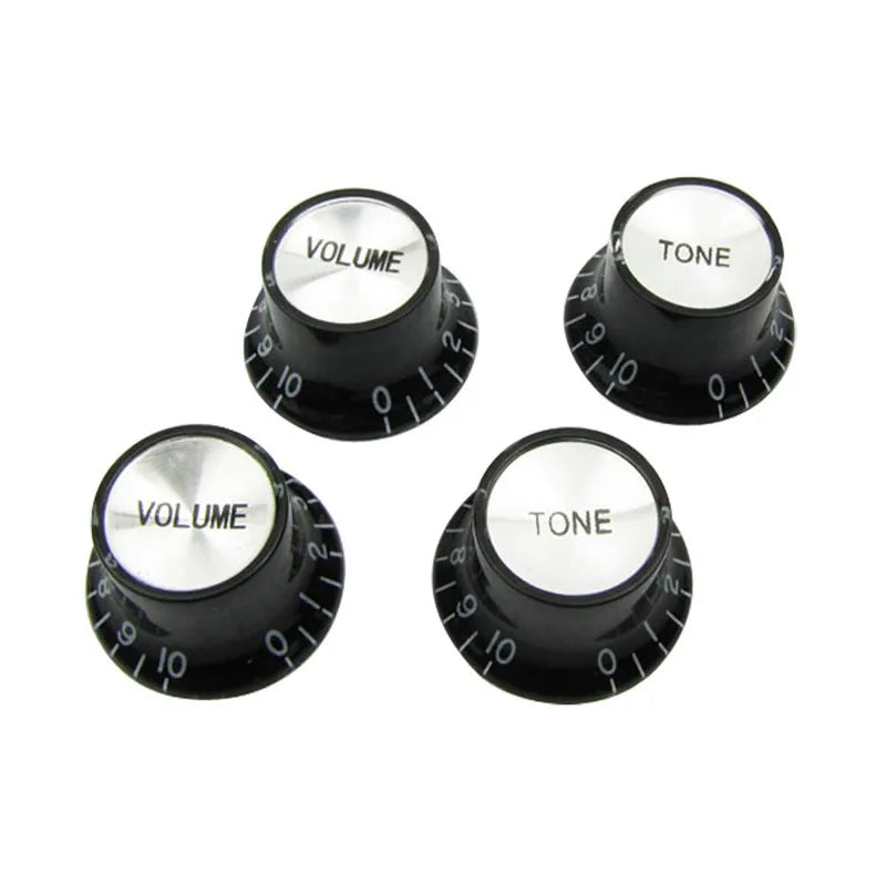 MiniGuitarBR Guitar Parts - Silver Reflector Volume Tone Speed Control Knob 2pcs/4pcs Electric Guitar Knobs for LP SG Style Electric Guitar