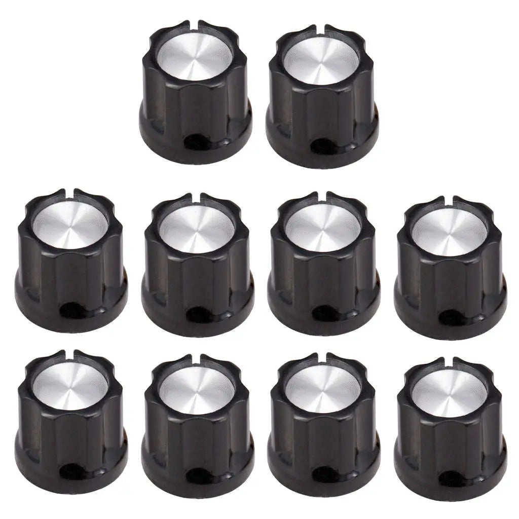 MiniCafeBR Guitar Parts - Pack of 10 Plastic Aluminum Sheet Volume Control Knob Buttons for Electric Guitar/Bass Accessory