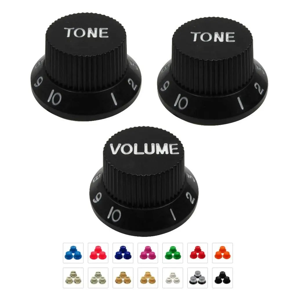 MiniGuitarBR Guitar Parts - Plastic 2T1V Top Hat Electric Guitar Knobs Volume Tone Control Knobs Caps Buttons Fit ST Guitar Accessories
