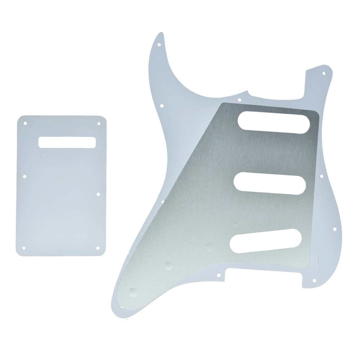 MiniGuitarBR Guitar Parts - ST Strat Guitar SSS Pickguard with Tremolo Trem Back Cover Back Plate for American Stratocaster Black/White Grid