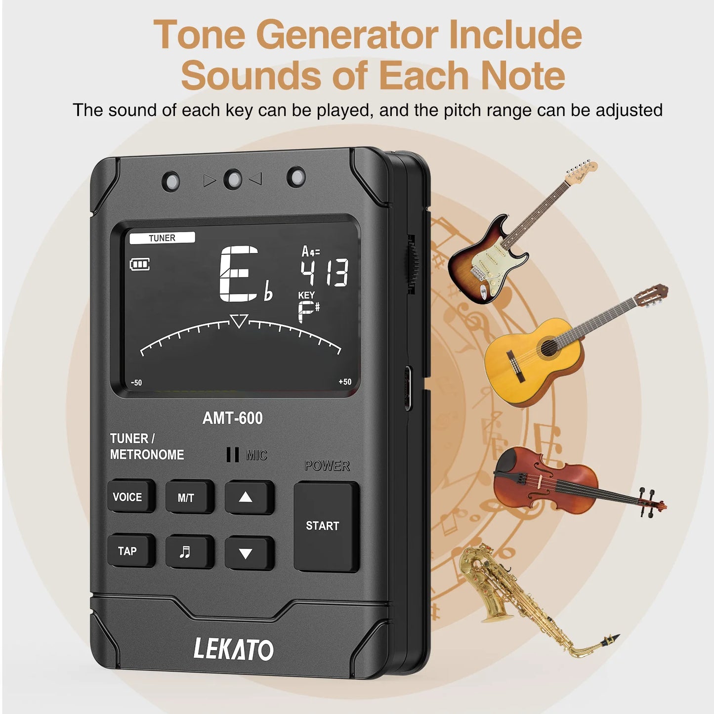 Lekato 3 In 1 Lcd Guitar Metronome Music Instrument Metronome LCD Digital Piano for Guitar Bass Violin Ukulele Trumpet Banjo