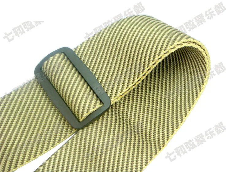 Yellow twill Guitar Strap Adjustable Comfortable Acoustic Electric Folk Bass Guitar,Leather Head Guitar Strap