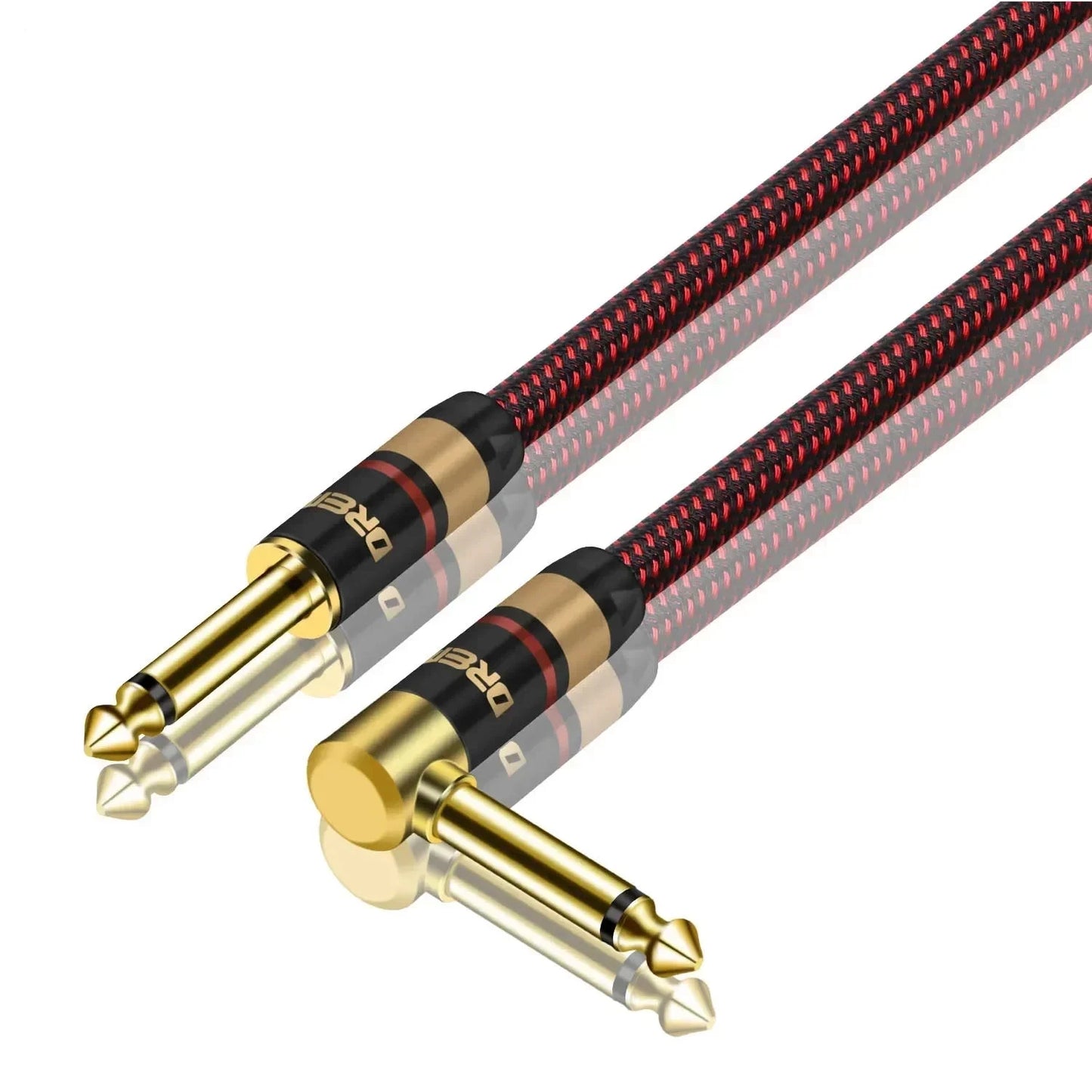 MiniGuitarBR Guitar Parts - Premium 6.5mm to 6.5mm Guitar Audio Cable Mono 6.35mm Quarter Inch Male to Male Instrument Patch Cord for Bass E-Piano