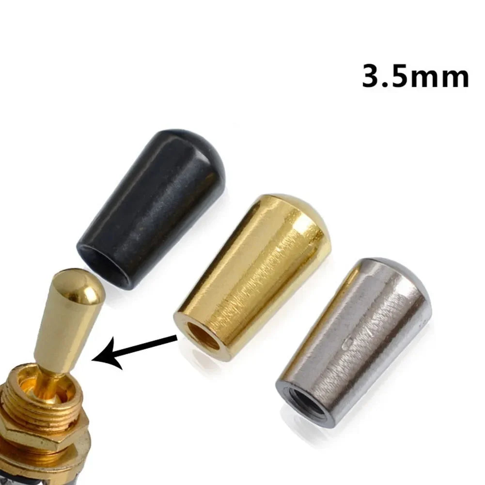 MiniGuitarBR Guitar Parts -Metal 3 Way Toggle Switch Tip 3.5mm Screw Thread Knobs Tip Cap Button To For Les Paul Or SG Style Electric Guitars Parts
