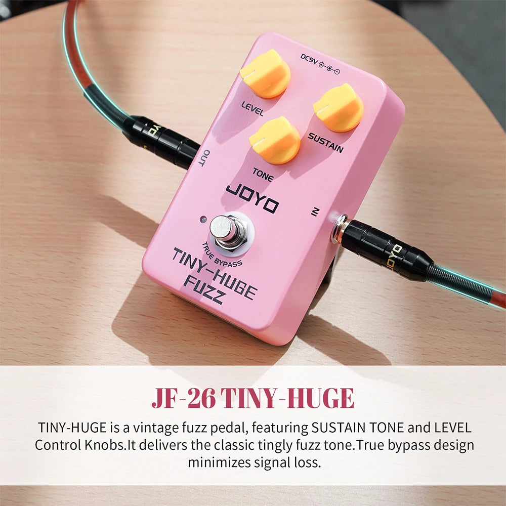JOYO JF-26 TINY HUGE FUZZ Guitar Effect Pedal 90s Classic Fuzz Tone Effect Pedal with Rich Sustain for Guitar Solos