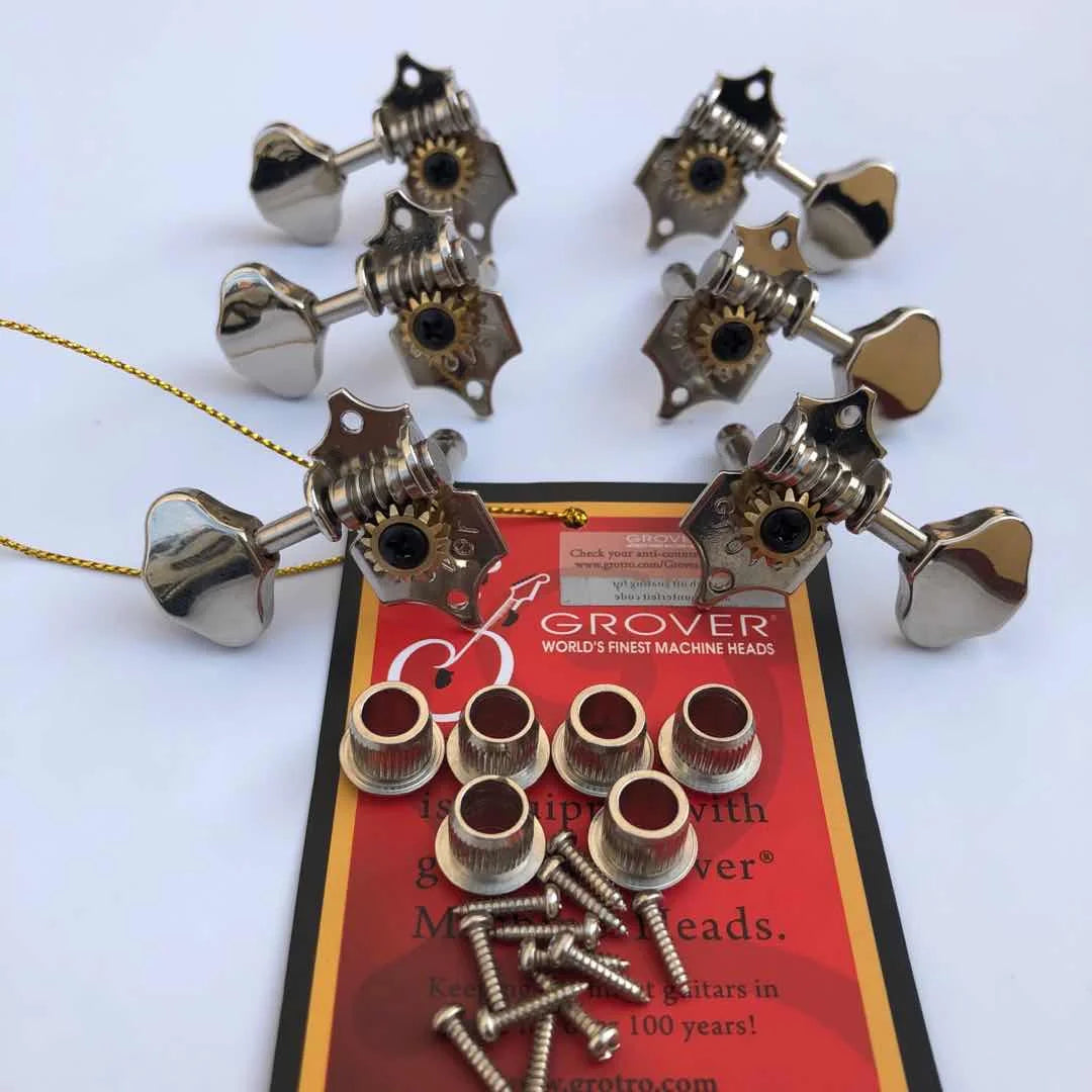 Grover Tuners 3R 3L STA-TITE V97 Nickel ,14:1 Gear Ratio,3 Treble 3 Bass For Solid Guitar ,Open Gear Tuning Peg Machine heads