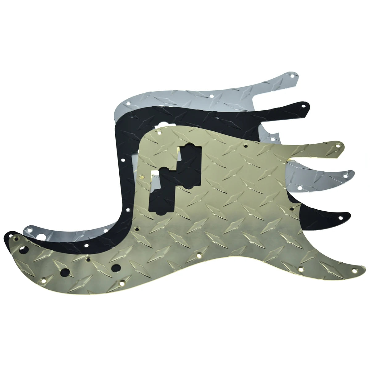 MiniGuitarBR Guitar Parts - Pickguard for 13 Hole Metal Diamond Plate Precision Bass Pickguard Aluminium Anodized PBass PickGuard for American Fender Precision Bass