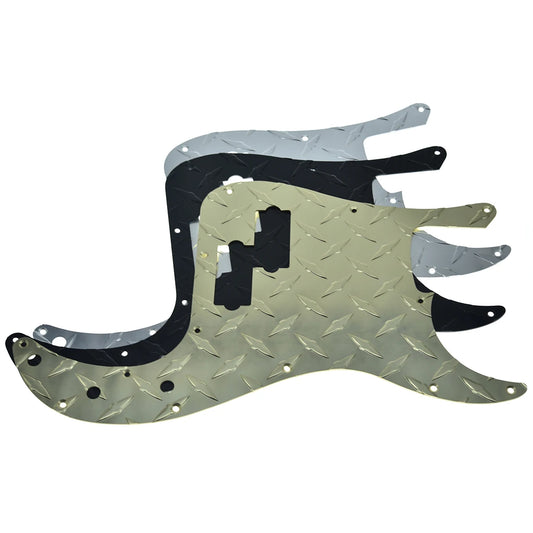 MiniGuitarBR Guitar Parts - Pickguard for 13 Hole Metal Diamond Plate Precision Bass Pickguard Aluminium Anodized PBass PickGuard for American Fender Precision Bass