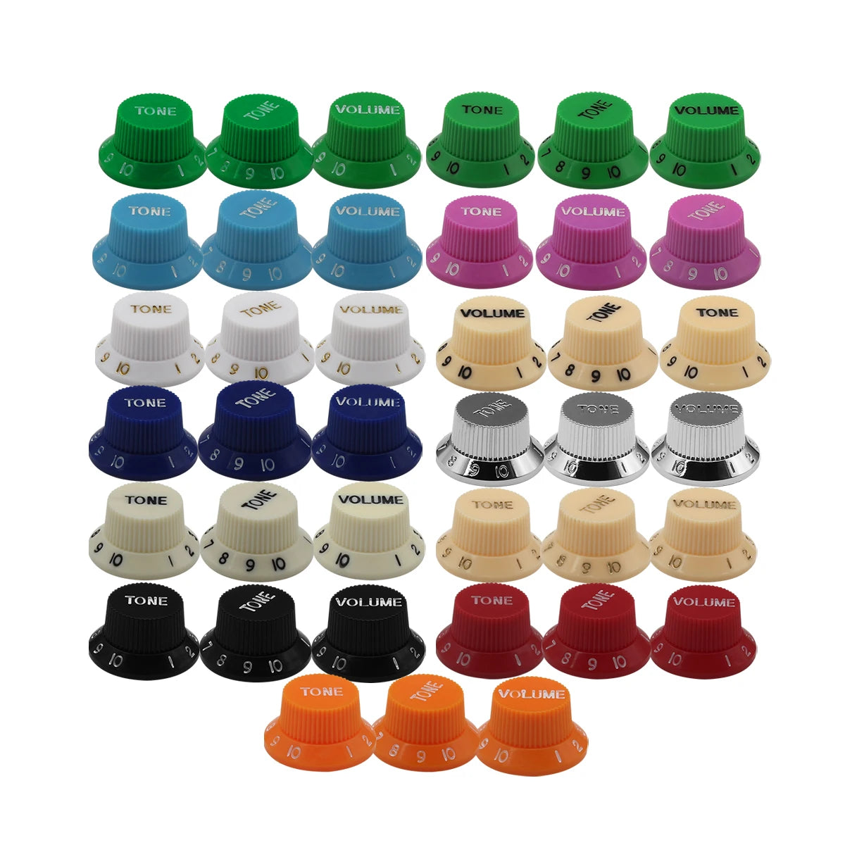 MiniGuitarBR Guitar Parts - Plastic 2T1V Top Hat Electric Guitar Knobs Volume Tone Control Knobs Caps Buttons Fit ST Guitar Accessories