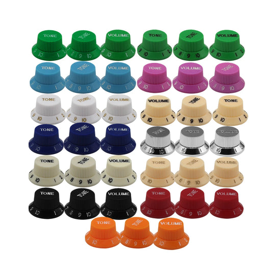 MiniGuitarBR Guitar Parts - Plastic 2T1V Top Hat Electric Guitar Knobs Volume Tone Control Knobs Caps Buttons Fit ST Guitar Accessories