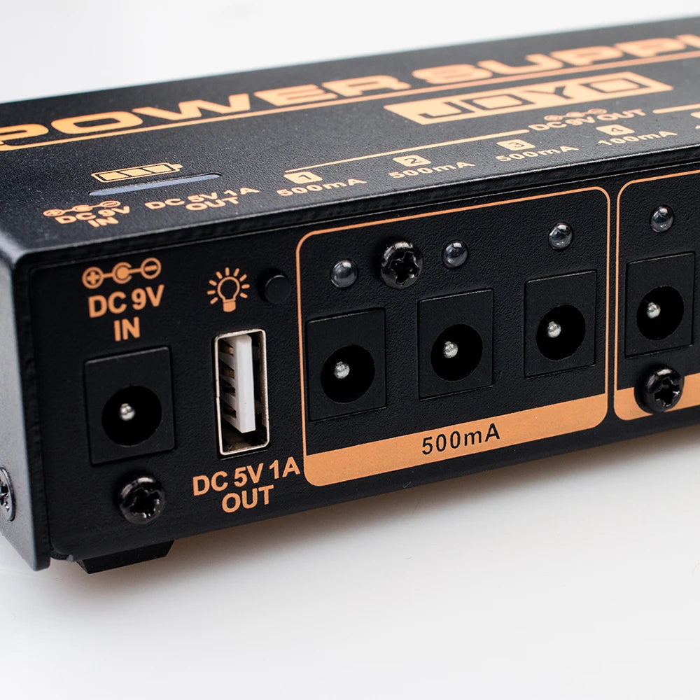 JOYO Multi Channel Guitar Pedal Power Supply JP-05 Power Supply Build-in 4400mAh Battery 8 DC Outputs 9V/12V/18V & USB Port