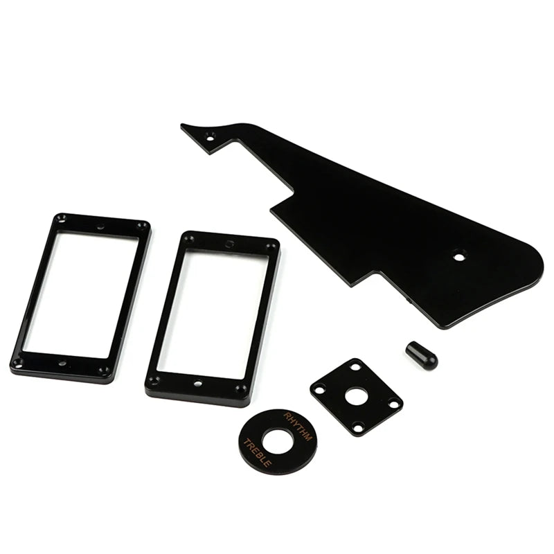 MiniGuitarBr Guitar Parts - 1Ply Black Pickguard Back Plate Screws Set & Humbucker Pickup Ring & Switch Ring Fit Les Paul Pickguard Replacement