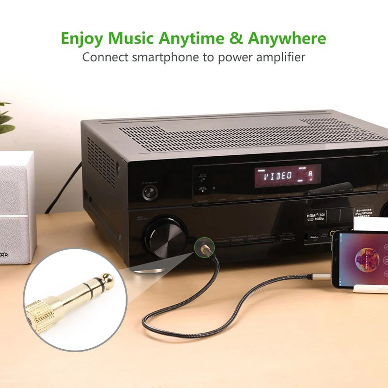 Jack 3.5 Speaker Connector 6.35mm Male to 3.5mm Female Audio Connector 3.5 Jack Aux Cable for Speaker Amplifier Guitar Jack 6.35