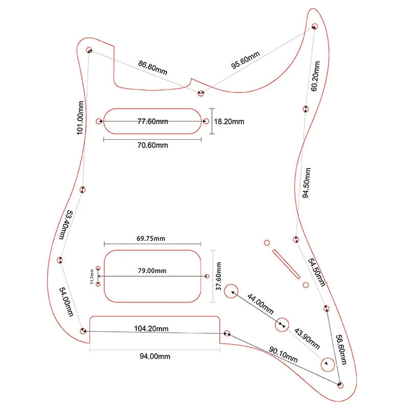 MiniGuitarBR guitar Parts - Pickguard For US 11 Screw Holes Stratocaster With Floyd Rose Tremolo Bridge Humbucker HS Scratch Plate