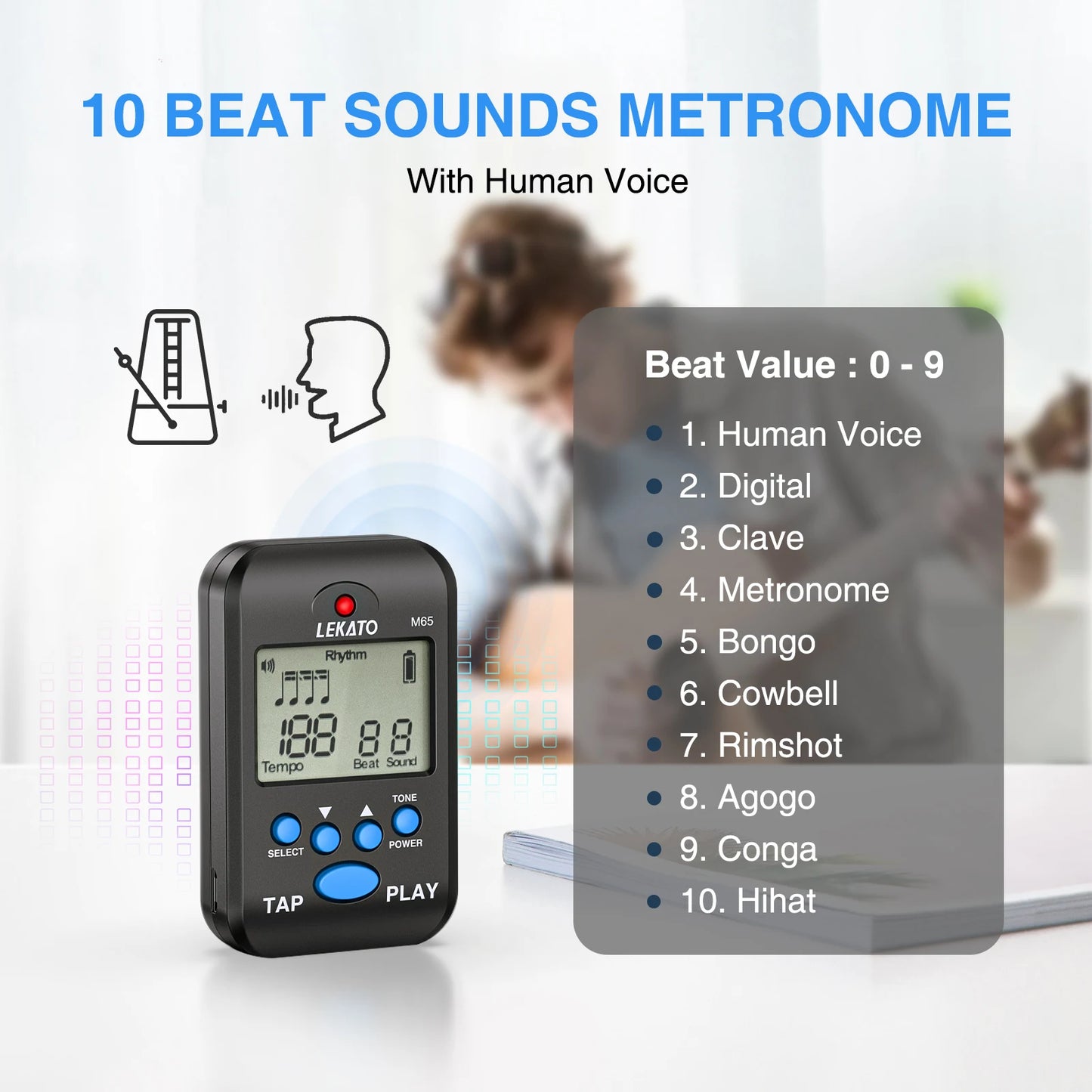 MiniGuitarBR Guitar Parts - Digital LCD Electronic Metronome Clip on for Piano Guitar Bass Flute Drum