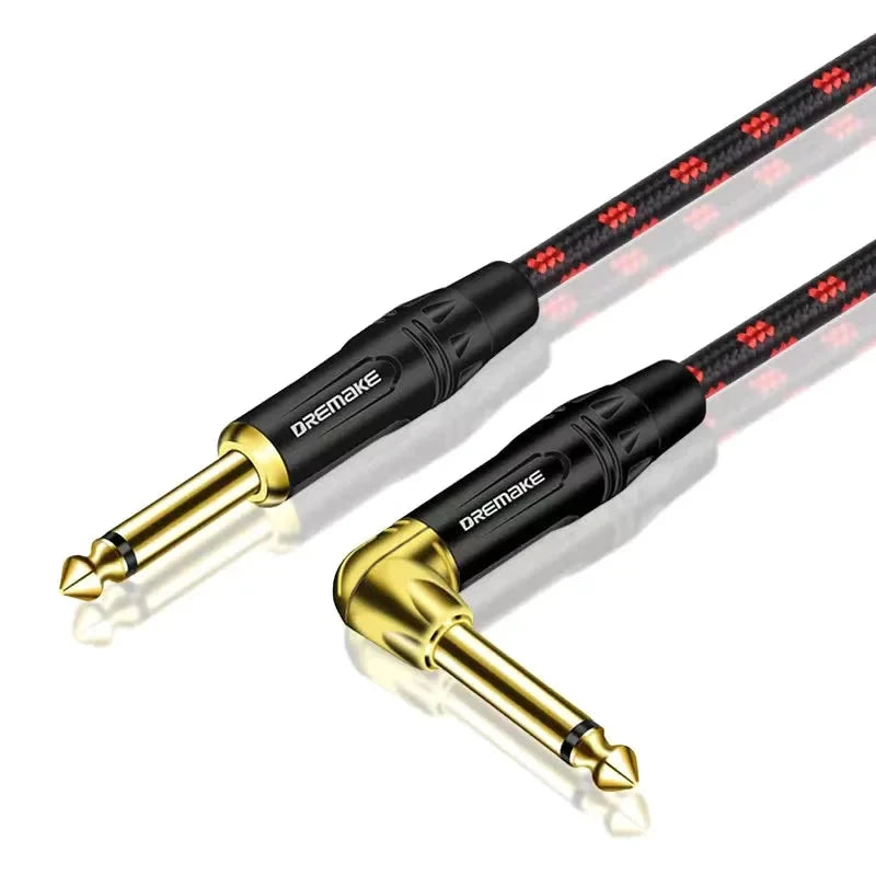 MiniGuitarBR Guitar Parts - Jack 6.35 mm Mono Cable Gold Plated Guitar Cable Male to Male Cotton Braided Instrument Cable for Guitar Bass keyboard