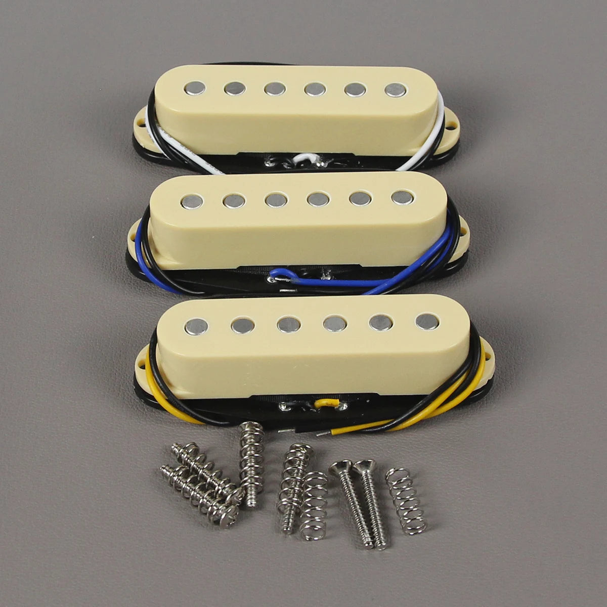 MiniGuitarBR Guitar Parts - 3PCS Cream Vintage Alnico 5 Single Coil Pickups Neck Middle Bridge Pickups Set Flat Top Pole for Fender Stratocaster FD ST Guitar Parts
