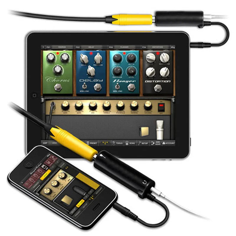 Rig Guitar Audio Interface Cable AMP Amplifier Effects Pedal Adapter Tuner System Convertor for IPhone IPad IPod
