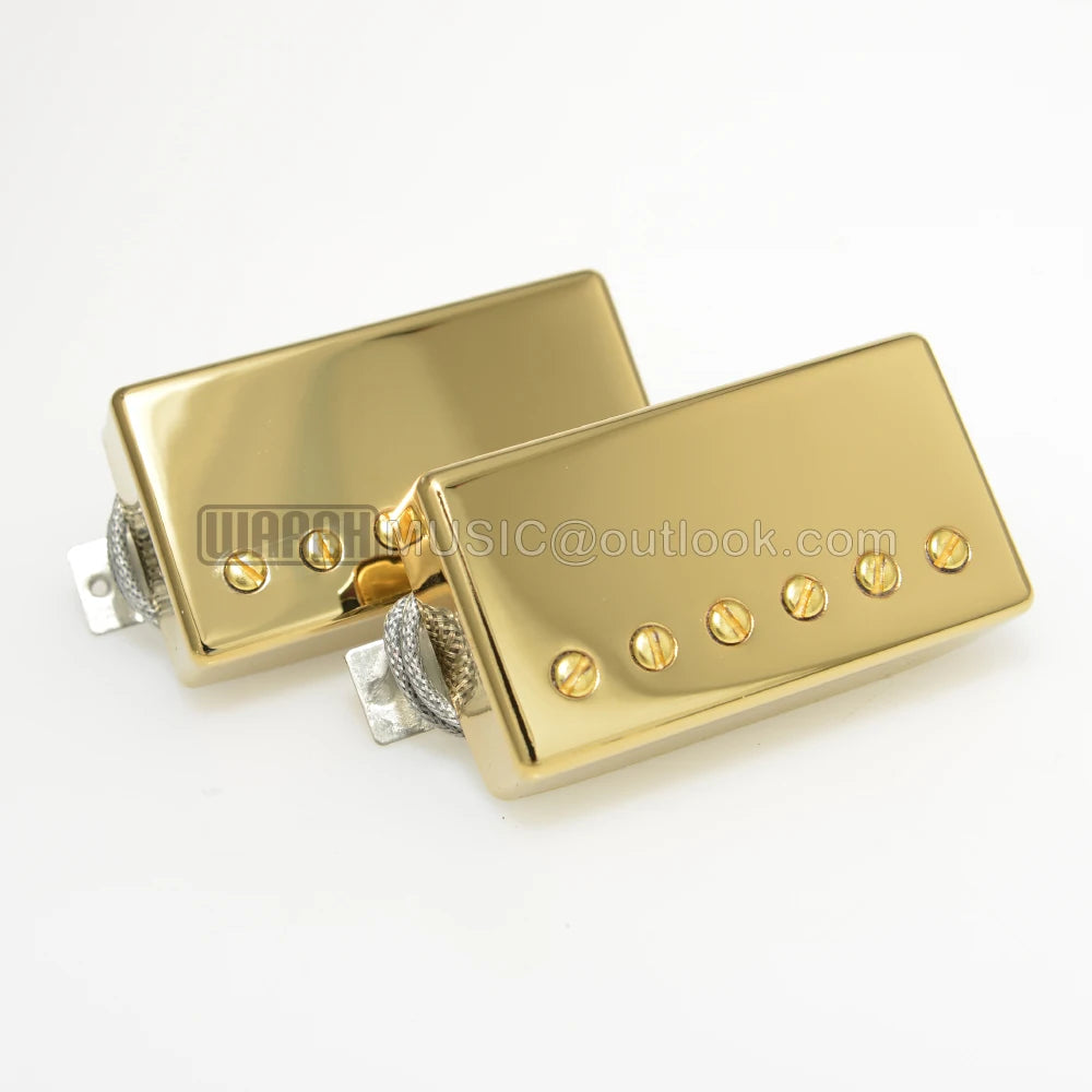 MiniGuitarBR Guitar Parts - Alnico V GB59 Humbucker Pickup Set Chrome Gold for GB Electric Guitar