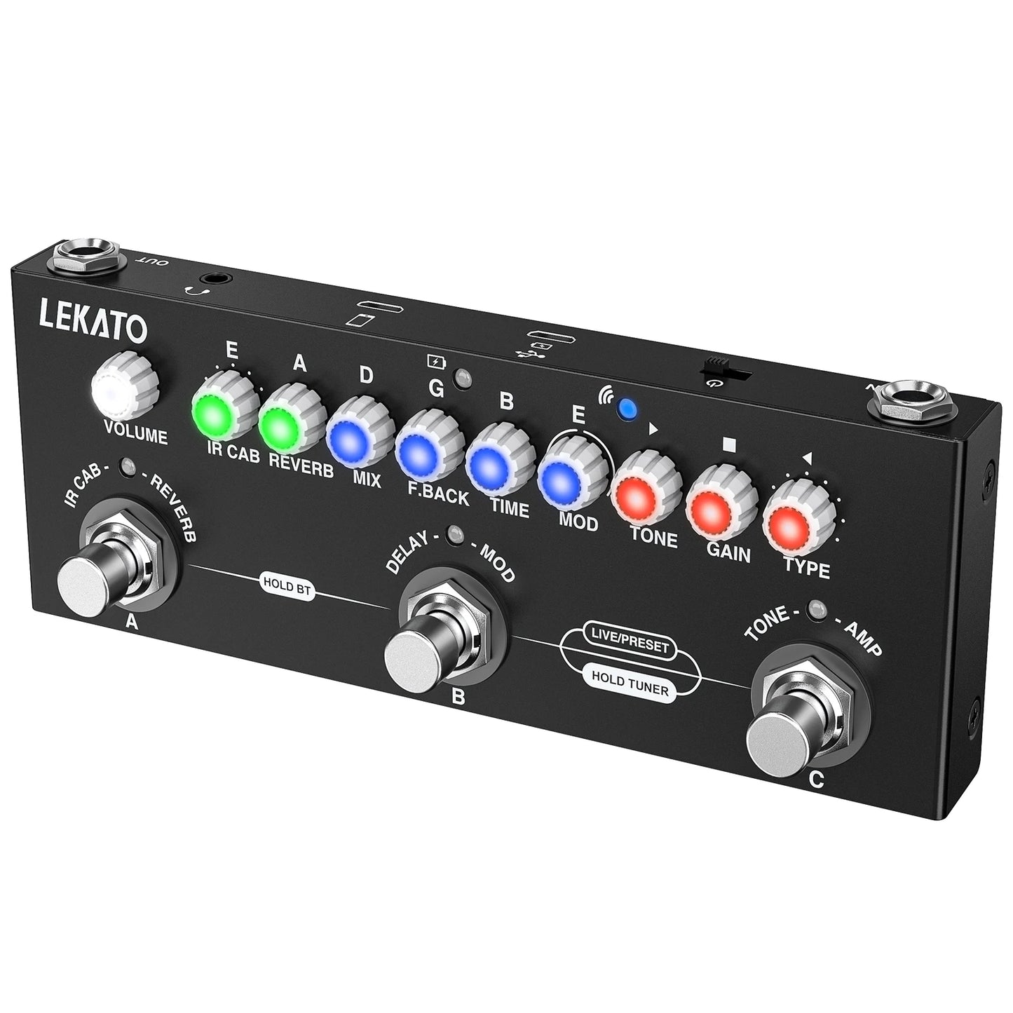 Lekato Cube Baby Multi Effects Pedal Electric Guitar Effect Pedal Chorus Tremolo Delay 8 Ir Cabinets Simulation Phaser Effect