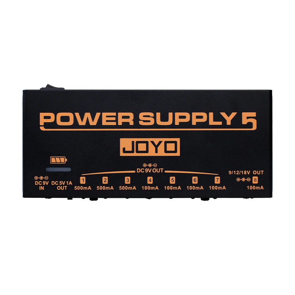 JOYO Multi Channel Guitar Pedal Power Supply JP-05 Power Supply Build-in 4400mAh Battery 8 DC Outputs 9V/12V/18V & USB Port