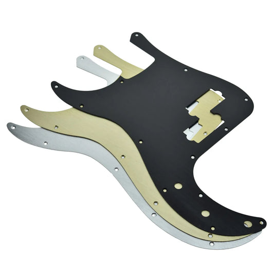 MiniGuitarBR Guitar Parts -  13-Hole Metal Aluminium Anodized Precision LEFT HANDED P Bass Modern Style Standard Pickguard Fits American Fender P Bass Silver