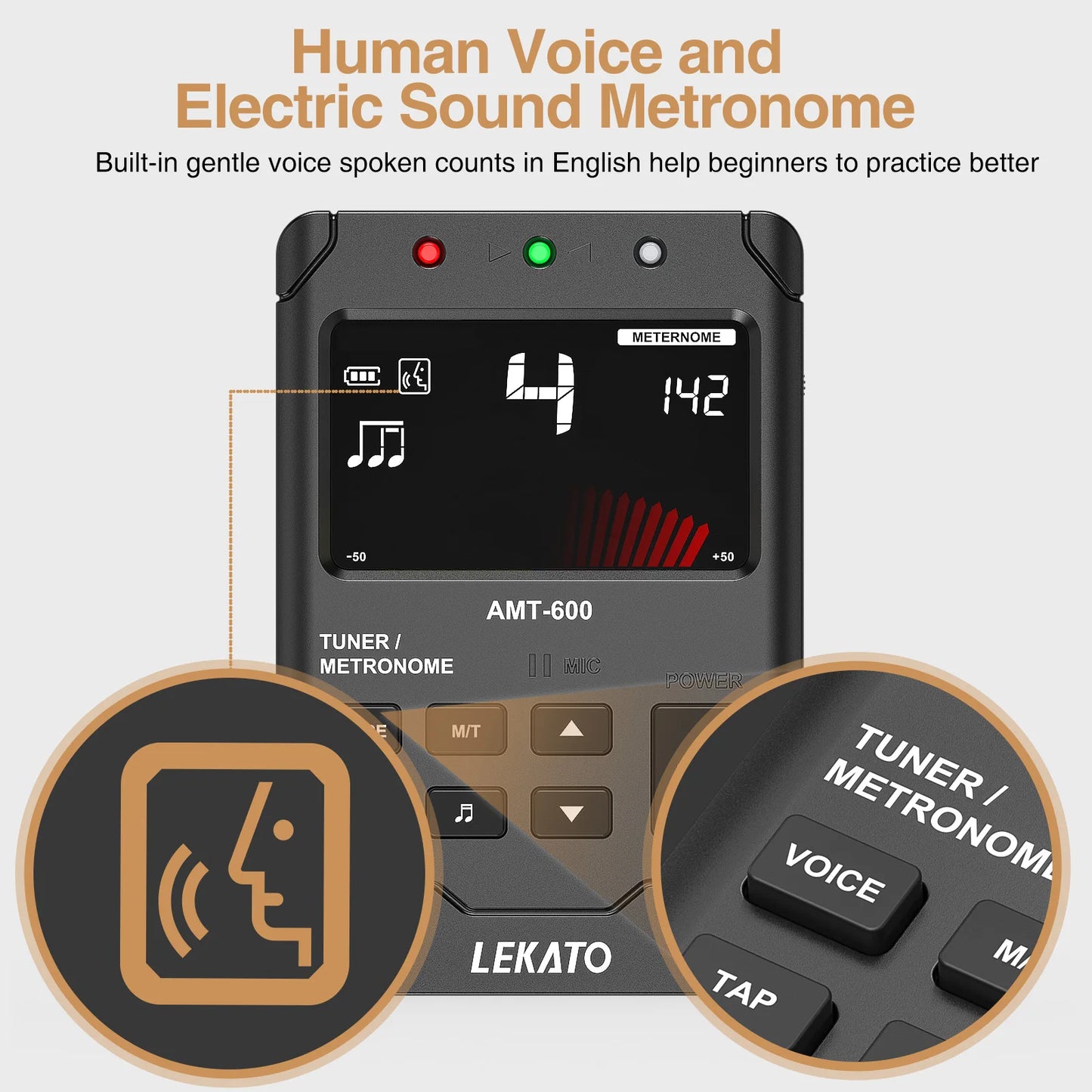 Lekato 3 In 1 Lcd Guitar Metronome Music Instrument Metronome LCD Digital Piano for Guitar Bass Violin Ukulele Trumpet Banjo